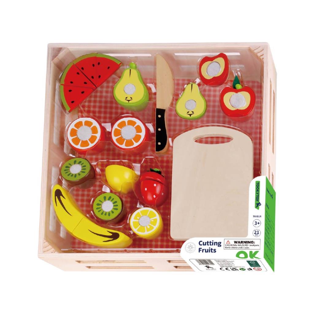 مجموعة تقطيع الفواكه الخشبية مع سكين ولوح تقطيع